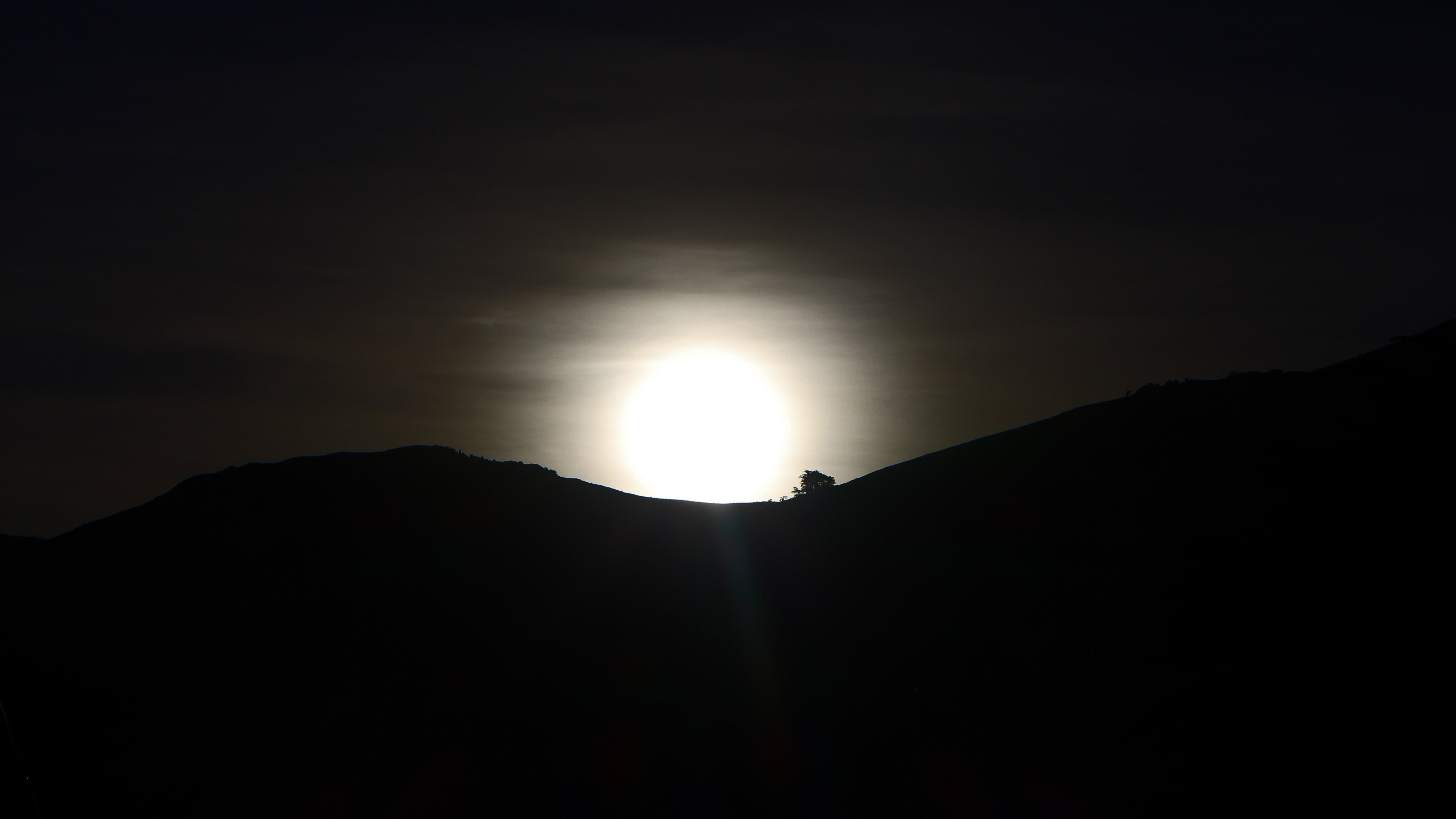 silhouette of mountain, sunset