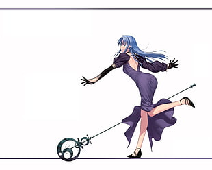 blue haired female anime character 2D illustration HD wallpaper