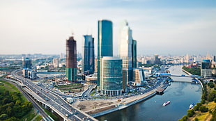 aerial photography of high-rise buildings near body of water