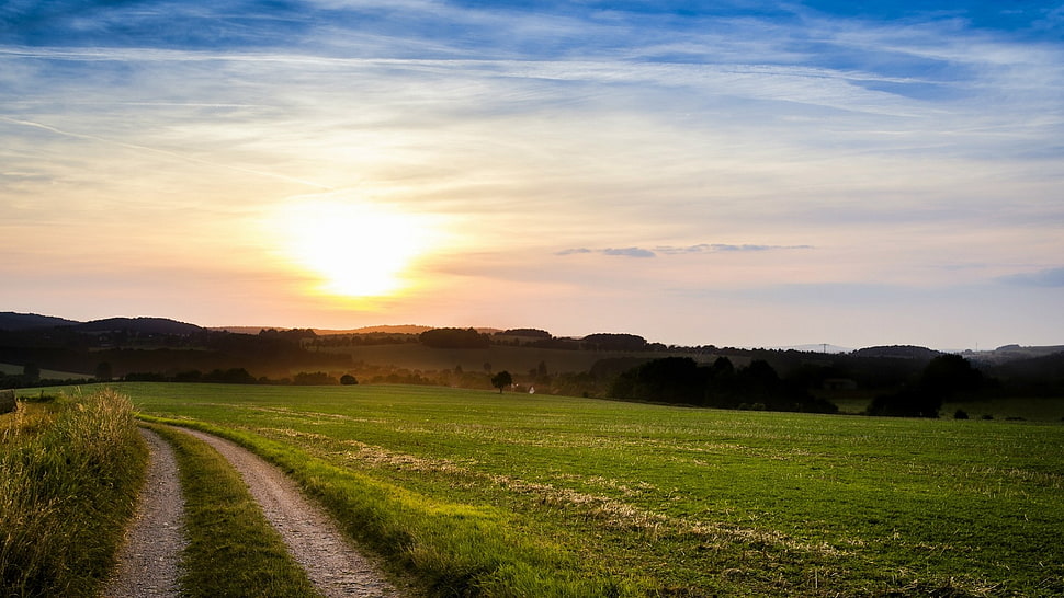 brown wooden framed brown wooden bench, sunlight, landscape, sky, clouds HD wallpaper