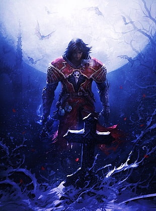 man wearing red and gray costume 3D wallpaper, video games, artwork, Castlevania, Gabriel Belmont HD wallpaper