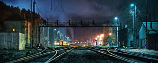 train station illustration, train station HD wallpaper