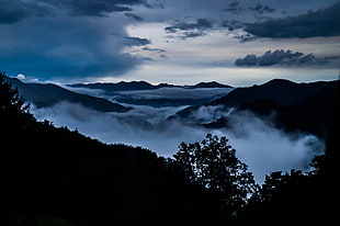 white clouds, nature, night, landscape