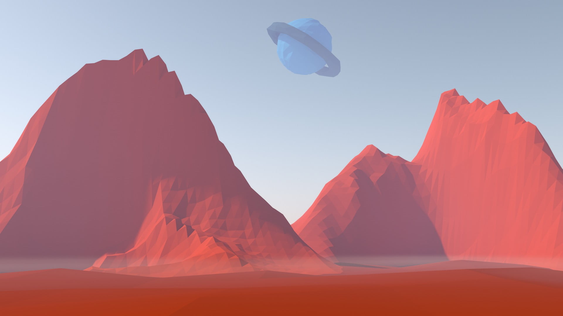 3D orange mountains, low poly, Mars, planet, space HD wallpaper | Wallpaper  Flare