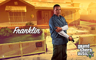 Grand Theft Auto Five Franklin illustration HD wallpaper