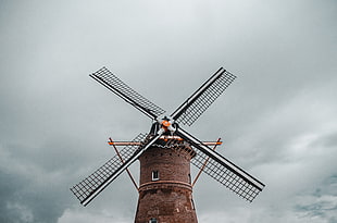 brown and black windmill HD wallpaper