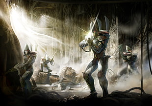 android holding rifles digital wallpaper, Warhammer 40,000, Eldar HD wallpaper
