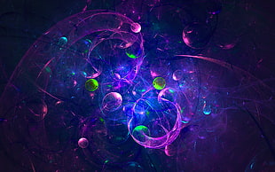 green and purple particles digital wallpaper, abstract, fractal, digital art, artwork HD wallpaper