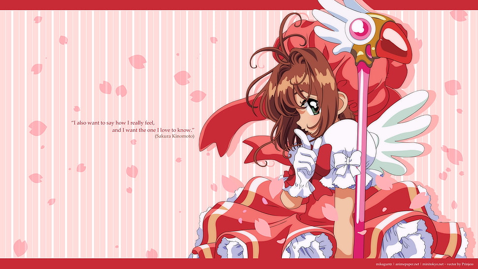 girl in red and white dress anime HD wallpaper