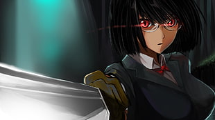 black-haired female anime character, anime, Durarara!!, Sonohara Anri, glasses HD wallpaper