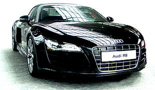 black Audi r8 HD wallpaper