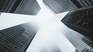 white and black table lamp, architecture, building, skyscraper, mist