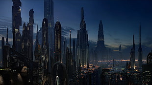 black buildings, cityscape, futuristic, Star Wars, Coruscant HD wallpaper