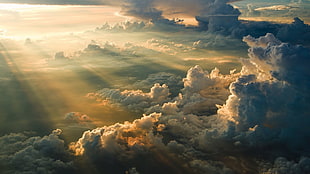 crepuscular rays and clouds HD wallpaper