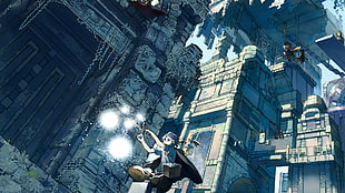 male anime character in dungeon illustration, anime, city, magic, men