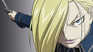 yellow haired anime character wallpaper, anime, Full Metal Alchemist, Olivier Milla Armstrong HD wallpaper