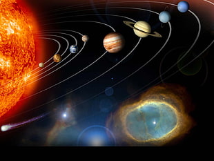 solar system illustration, space, planet HD wallpaper