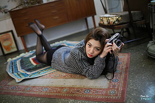 silver SLR camera, Chae Eun, Korean, Asian HD wallpaper
