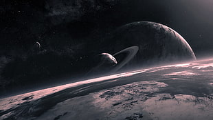 planet Saturn, space, planet, space art, planetary rings HD wallpaper