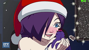 female anime character wearing Christmas hat, Zone-tan, Zone-sama, Christmas HD wallpaper