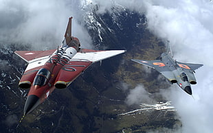 red and gray fighter planes, jet fighter, Saab 35 Draken, aircraft HD wallpaper