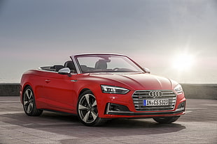 photo of red Audi convertible coupe HD wallpaper