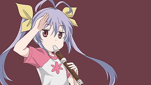 purple-haired female anime character illustration, Miyauchi Renge , Non Non Biyori, simple, anime HD wallpaper