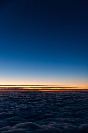 orange clouds, Horizon, Sky, Clouds