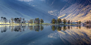 panoramic photography of mountain near on river, buttermere, lake district HD wallpaper