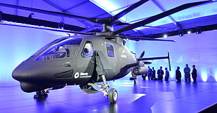 black helicopter on stage HD wallpaper