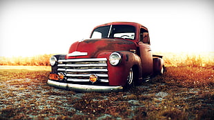 red Ford F-150, car, Vintage car HD wallpaper
