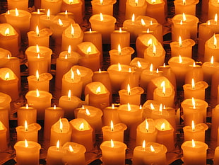 lighted pillar candles