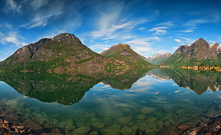 brown mountain, fjord, mountains, water, reflection HD wallpaper