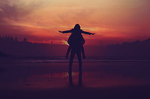 silhouette photo of couple