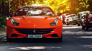 orange Ferrari car, Ferrari, car, Ferrari FF HD wallpaper