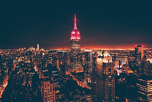 Empire State, New York, cityscape, city, night, lights HD wallpaper