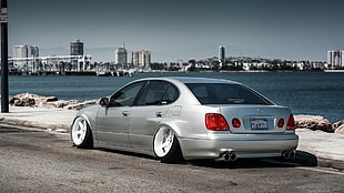 silver sedan, Stance, Lexus, car, silver cars