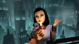 black haired female cartoon character in white long-sleeved shirt screenshot, BioShock Infinite, Elizabeth (BioShock), Bioshock Inifinte: Burial at Sea, video games HD wallpaper