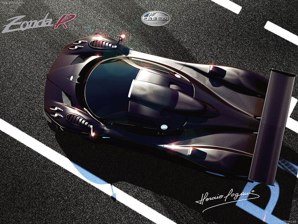 maroon luxury car with text overlay, car, Pagani, Pagani Zonda R, Super Car  HD wallpaper