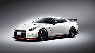 white Mercedes-Benz sedan, Nissan, Nissan GT-R NISMO, car, vehicle