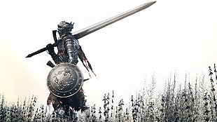 warrior holding sword, video games, Dark Souls III, DLC, white HD wallpaper