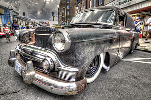 classic black coupe, Hot Rod, classic car, HDR HD wallpaper