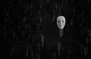 white mask, dark, mask HD wallpaper