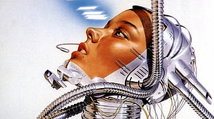 illustration of cyborg lifting it's head HD wallpaper