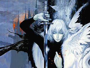 male angel holding sword digital wallpaper, sword, Castlevania, artwork, video games HD wallpaper