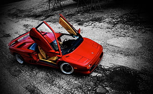 red Ferrari coupe, car, red cars, vehicle, Diablo HD wallpaper