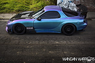 blue and purple convertible fastback car HD wallpaper