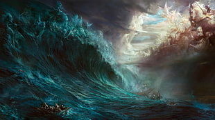 ocean wave painting HD wallpaper