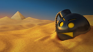 black bomb on desert sand illustration