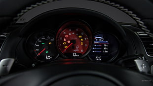 black speedometer gauge, Porsche Boxter, car HD wallpaper